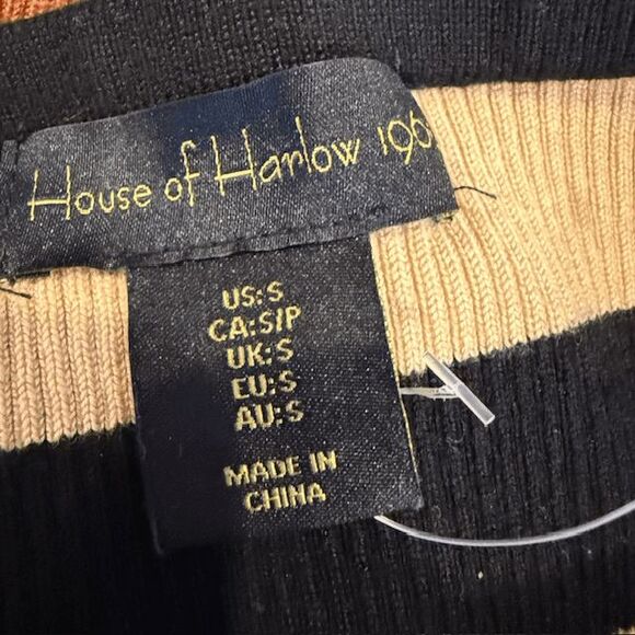 House of Harlow 1960 Rib Knit Striped Dress Strapless Black Tan Rust Size Small - Picture 3 of 7